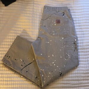 Carhartt Men's Gray Paint-Splatter Pants